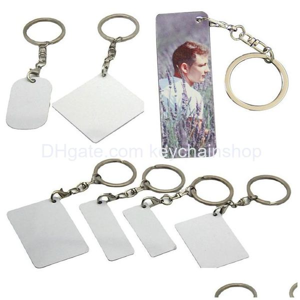 Schlüsselringe Farbstoffsublimation Blanko doppelseitiger Metall-Schlüsselanhänger Diy Rectangar Personalisierte benutzerdefinierte Schlüsselanhänger Aluminiumblech Drop Lieferung J Dhqek