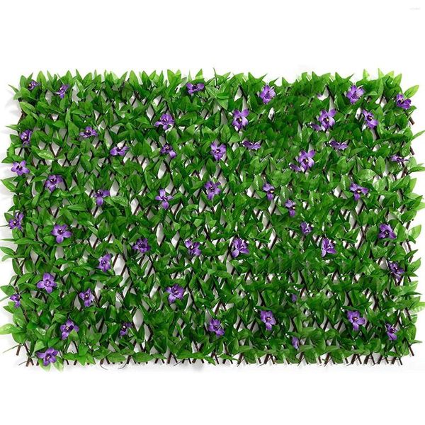 Flores decorativas cerca expansível tela de privacidade para varanda pátio ao ar livre painel de cerca de hera falsa jardim quintal decoração de casa