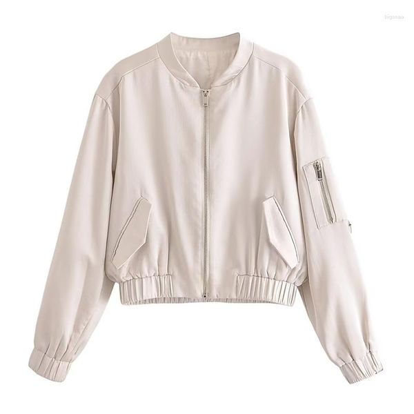 Giacche da donna Casual Fashion Loose Satin Texture Bomber Summer Versatile Uniforme da baseball Top da donna