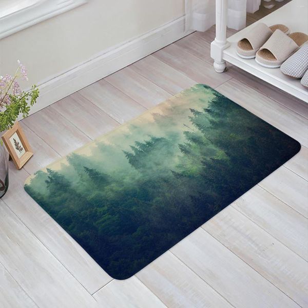 Tapetes Misty Mountains Forest Floor Mat Porta de entrada Sala de estar Tapete de cozinha Tapete antiderrapante Tapete de banheiro Decoração de casa