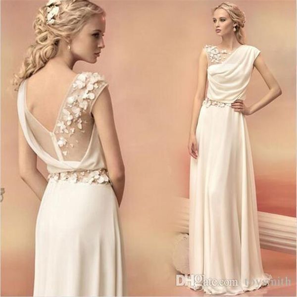 Lange Abendkleider 2019 Braut Prinzessin Bankett Spitze Chiffon Ballkleid Griechische Göttin Elegantes rückenfreies formelles Kleid in Übergröße255W