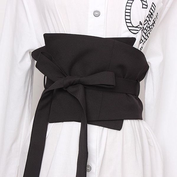 Gürtel Damen Oberbekleidung Gürtel Schwarz Farbe Sommerkleid Dekorativer breiter Gürtel Hemd Rock Accessoires Modestoff