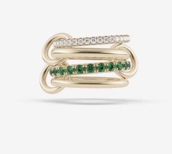 Halley Emerald Gemini Spinelli Kilcollin anéis designer de logotipo da marca Novo em joias finas de luxo Anel ligado Hydra em ouro 18K e prata esterlina
