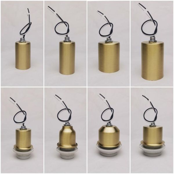 Supports de lampe en laiton matériel E27 E14 support en céramique avec prise de lumière fil cuivre tasse ingénierie pendentif accessoires muraux