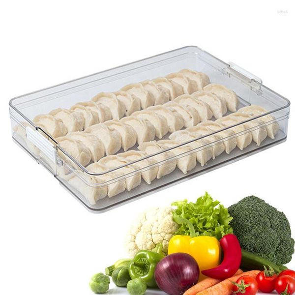 Garrafas de armazenamento refrigerador organizador caixas empilháveis geladeira caixa de alimentos com alça plástico transparente despensa ferramenta freezer