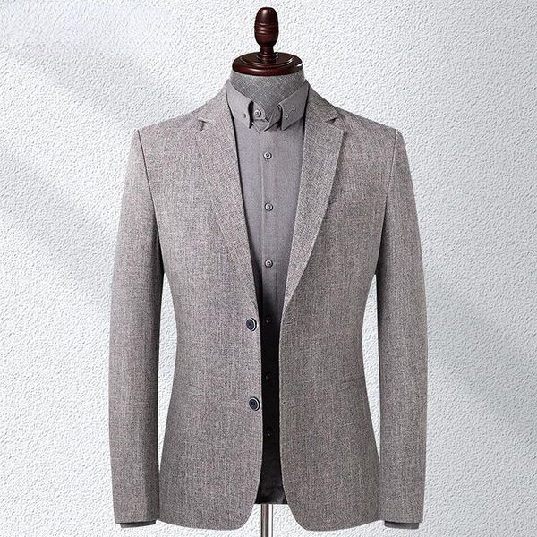 Ternos masculinos primavera verão blazer de linho fino jaqueta de negócios casual de alta qualidade festa roupas de casamento slim fit outwear