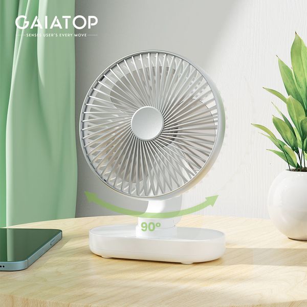 Andere Hausgarten GAIATOP Tischventilator 4-Gang-tragbarer Mini-Ultra-leiser wiederaufladbarer 4000-mAh-Akku Kleine Kühlung für Büroschlafzimmer 230721