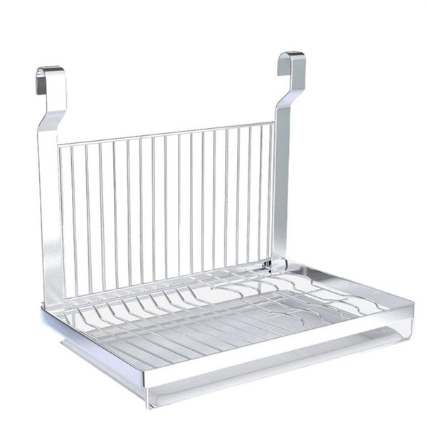 Rack de prato dobrável de aço inoxidável para escorrer tigelas organizador de pratos utensílios de mesa cozinha Stoarge organizador de cozinha prateleira Y1252K