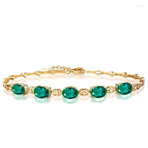 Charm Bracelets Mengyi Luxury Retro Antique Oval Green Zircon Golden Bracelet Women's Wedding Jewelry 9 2 5 Hand Chain Gifts Holiday Gifts