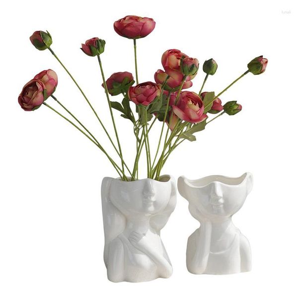 Vasen, Gesicht für Blumen, Keramikvase, Dekorkörper, moderner Minimalismus, nordischer Stil, Töpfe, Büste, Kopfform