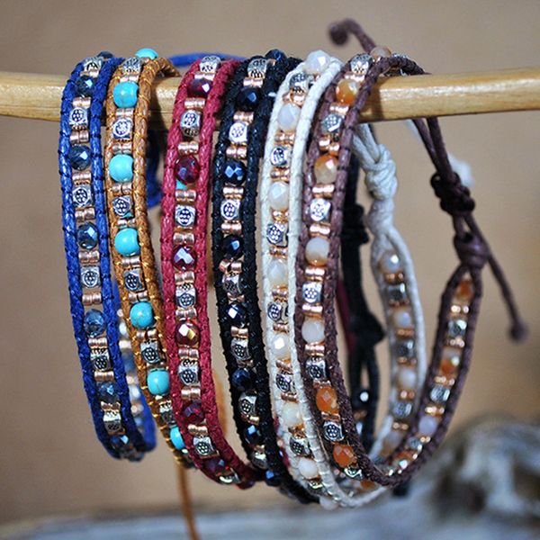 Braccialetto di perline della Boemia Braccialetti intrecciati colorati Braccialetti di perline da donna etnici Accessori per gioielli di moda