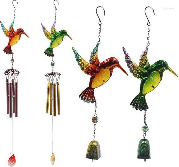 Schmuckbeutel Kolibri WIND WIND CHIME Iron Convex Muster Glasfarbe Malmalerei kreativer Hausanhänger Bell Pipe