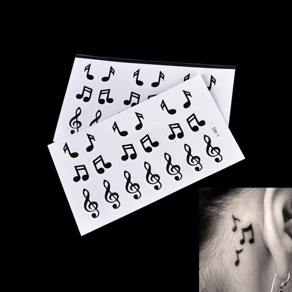 Nota musicale Nota musicale Trasferimento dell'acqua Tatuaggio finto Tatuaggio flash per ragazza Donna Uomo 10,5 * 6 cm Adesivo tatuaggio temporaneo impermeabile