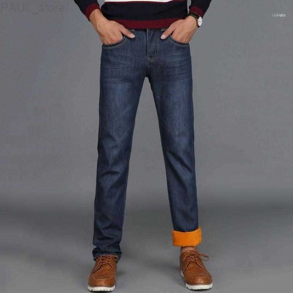 Jeans termici invernali da uomo da uomo Pantaloni lunghi in denim foderati in pile Pantaloni casual caldi per viaggi d'ufficio FO Sale1 L230724