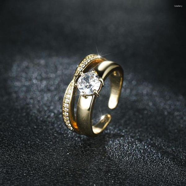 Hochzeit Ringe Ins Weibliche Runde Weiß Zirkon Für Frauen Antike Gold Farbe Einstellbare Bands Versprechen Verlobung Ring Schmuck Geschenke