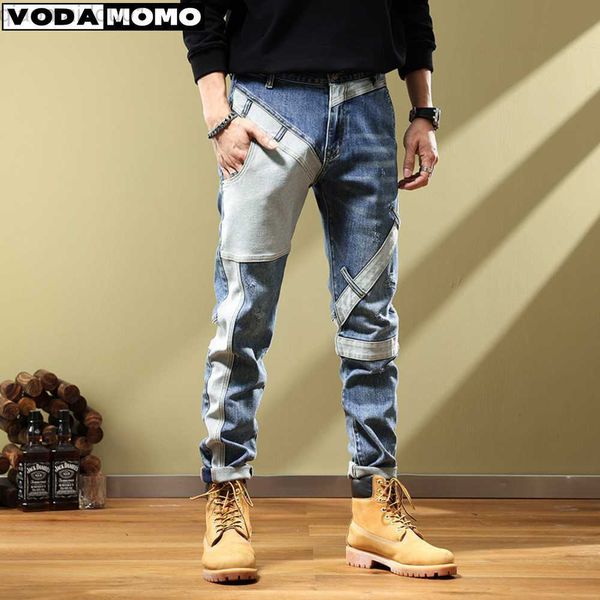 Jeans Masculino Jeans Masculino Calça Harém Bolsos Moda Desinger Caimento Solto Calça Jeans Moto Men Stretch Retro Streetwear Jeans Masculino Descontraído L230724