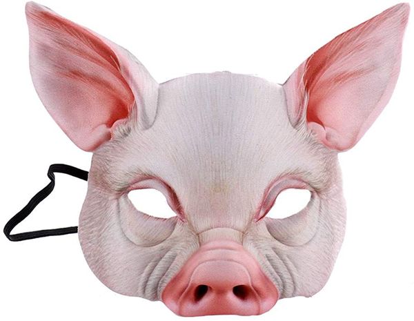 Maschera animale mezza faccia Maschera di maiale Maschera di maiale horror per Halloween Costume Party Cosplay Puntelli Spedizione gratuita