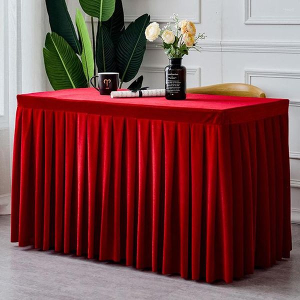 Toalha de mesa branco/preto/rosa de veludo toalha de mesa retangular conferência conferência cobertura saia para festa de casamento decoração de mesa