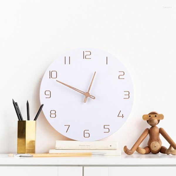 Relógios de parede Nórdico Grande Relógio de Madeira Grande Design Moderno Decoração de Casa Quarto Silencioso Relógio Nixie Crianças Decoração de Quarto ZY50GZ
