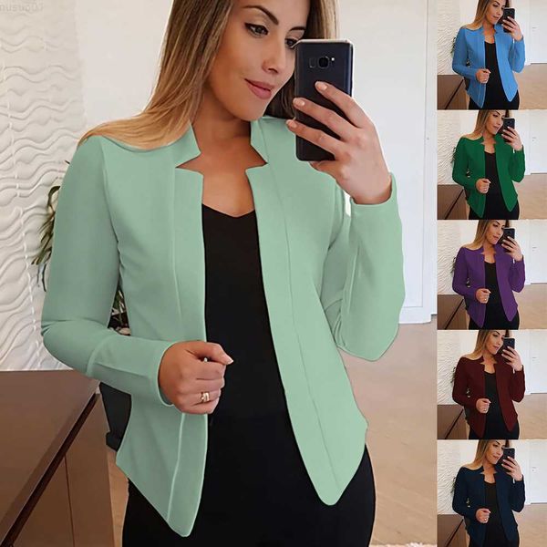 Abiti da donna Blazer VITIANA Blazer sottili casual da donna Manica lunga femminile Punto aperto Bianco OL Giacche e cappotti da donna Femme Plus SIze 5XL Abbigliamento L230724