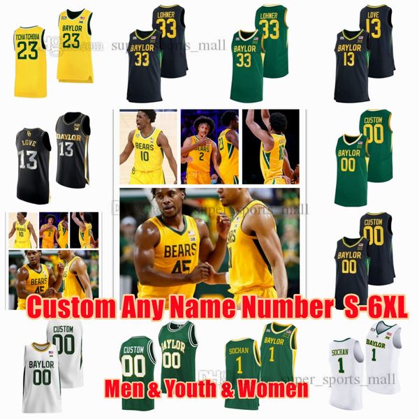 NCAA XS-6XL Baylor Bears College-Basketballtrikots Love Bridges George Lohner Bonner Cryer Tchamwa Thamba Mitchell Benutzerdefinierter beliebiger Name und beliebige Anzahl Männer Jugend Frauen