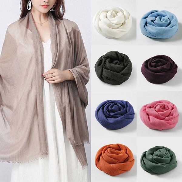 Cachecóis Grande Envoltório De Seda Suave Simples Sólido Protetor Solar Xaile Longo Lady Bandanas Lenço De Cabeça Pashmina Foulard Hijabs 180x100cm