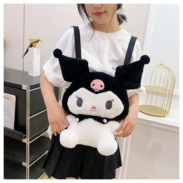 Mochila de desenho animado de pelúcia para meninas linda Kuromi bolsa tiracolo de um ombro presente para pais e filhos