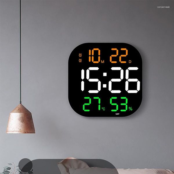 Wanduhren LED Digitaluhr Großer Bildschirm Temperatur Datum Tag Anzeige Timing Countdown Elektronisches Esszimmer Dekor mit Fernbedienung