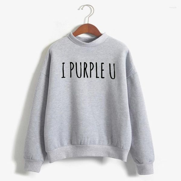 Damen Hoodies Süßes Sweatshirt I Lila U Brief Gedruckt Herbst Winter Fleece Warm Hoodie Koreanischer Stil Streetwear Tops