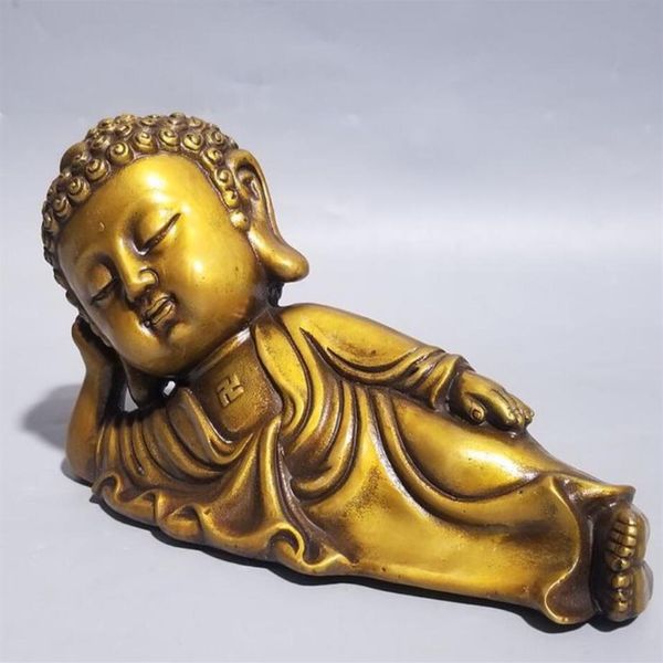 Pure Copper Crafts Buddha Heykeli Bakır Yatan Buda Buda Buda Ev Mobilyaları Bütün ve Özel Yapım 303m