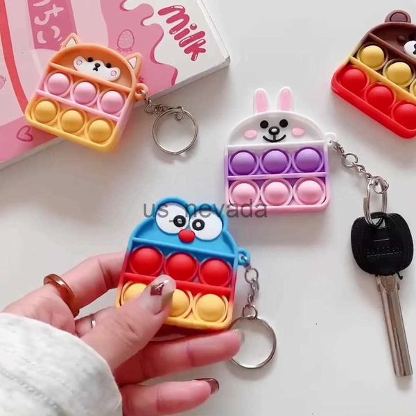 Клавные ланирды Sile Mini Fidget Toy Key Chaue Autism Handheld Small Push Pop Stress Sensory Fidget Keychain J230724