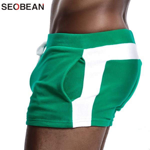 SEOBEAN Men Homewear Shorts Sexy Cintura Baixa Algodão Super Macio Confortável Casa Calcinhas Boxer Shorts Casuais Calças Curtas