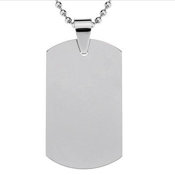 DHL Blank Engravable Acciaio inossidabile Dog Tag Forma militare Ciondolo da uomo per ragazzi Personalizzato 100 pezzi / lotto Whole2717