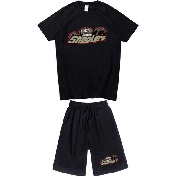 Kurzarm-Shorts-Set, modisches T-Shirt mit Street-Print, Trapstar, lässiger roter und schwarzer Tigerkopf für Paare, Motion, aktuell 658ess