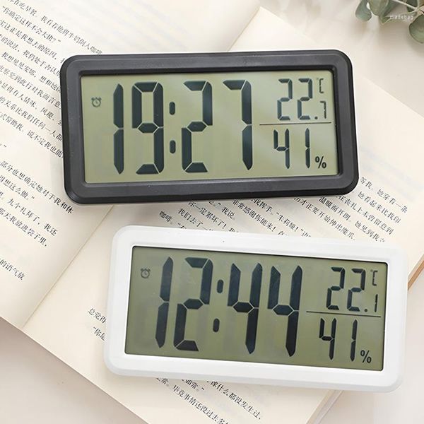 Wanduhren LCD Digitaluhr Stummschaltung Desktop Temperatursensor Batteriebetriebene LED Elektronischer Alarm Schlafzimmer Innen