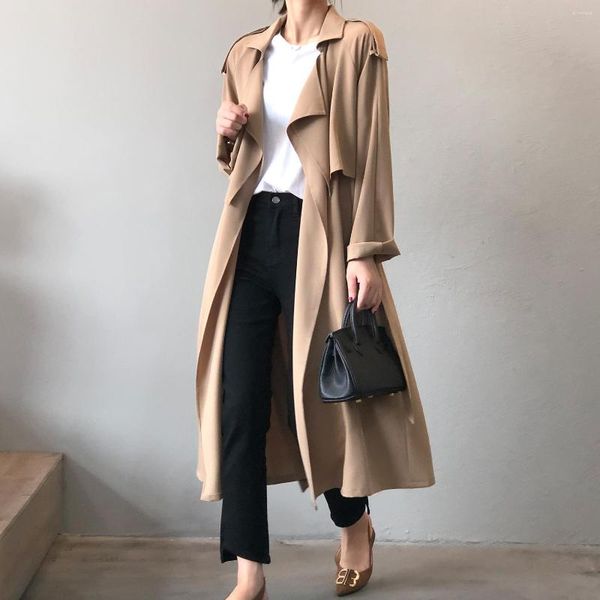 Женские траншевые пальто британский стиль весенняя осенняя мода Элегантная длинная ветряная брейк для женщин в ретро классическая французская леди.