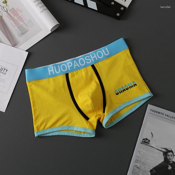 Cueca jovem bolsa convexa cueca para homens de algodão meninos boxer fino cueca curta respirável moda confortável personalizado