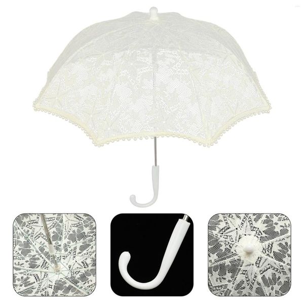 Regenschirme Girl Outfits Spitze Regenschirm Beach Notwendigkeiten Urlaub nehmen Bad Braut Weißeisen Parasol Braut Bräutigam Hochzeitskind