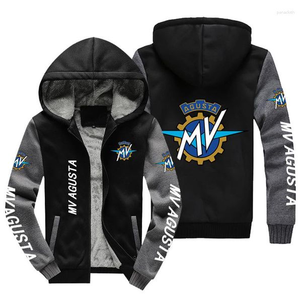 Männer Hoodies Winter Männer Mode Hohe Qualität MV Agusta Logo Langarm Jacke Casual Zipper Wolle Liner Fleece Sweatshirt mantel