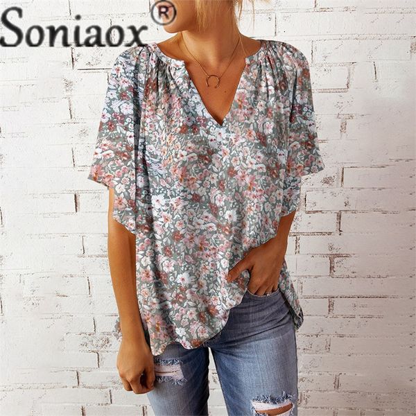 Camiseta Feminina Elegante Botânica Flor Estampada Feminina Verão Confortável Casual Estilo Férias Tops Feminino Solto Queimado Camisetas de Manga Curta 230724