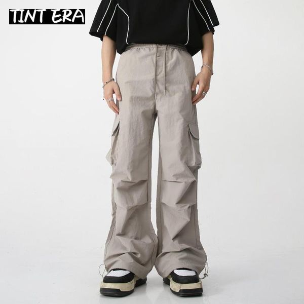 Herrenhose TINT ERA Khaki Cargo Männer Fallschirm Hip Hop Schwarze Hose Männlich Grau Weiß Frühling Streetwear Casual Lose Plissee