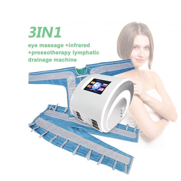 3 em 1 Dreno linfático infravermelho distante desintoxicação emagrecimento máquina pressoterapia dispositivo com 24 airbags ciclo automático massageador de corpo inteiro para músculos relaxar