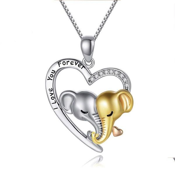 Collane con ciondolo Simpatico animale Elefante Madre Collana per bambini Per mamma Collo a forma di cuore Catena Gioielli Regalo Ringraziamento Festa della mamma Dr Dhuig