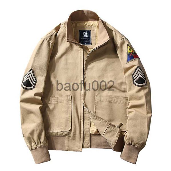 Giacche da uomo 2022 Brad Pitt Fury WW2 Tanker Khaki Spring Bomber in cotone militare Giacca da tanker in cotone da uomo leggero J230724