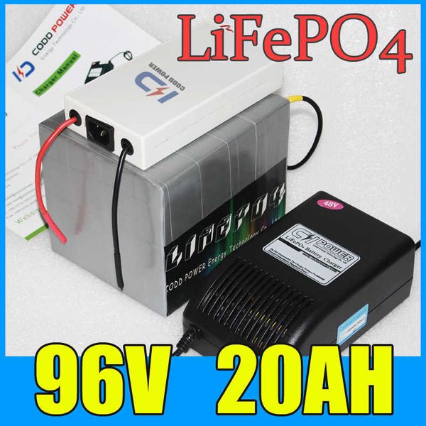 92V 20AH LiFePO4 Battery Pack 2000W batteria al litio scooter bicicletta elettrica + BMS + caricabatterie spedizione gratuita