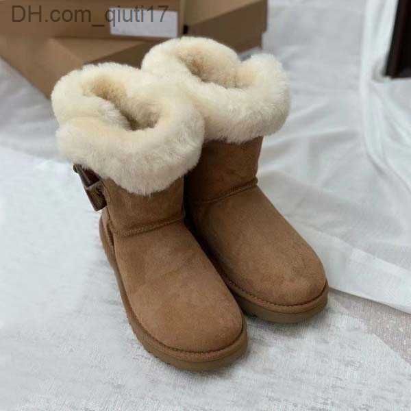 Stiefel Luxus Designer Stiefel Damen Stiefel Mode Winter Flacher Boden Schaffell Wolle Horn Schnalle Arbeitsstiefel Echtes Leder Schnee Schneeschuh 35-41 Mit Box Z230724