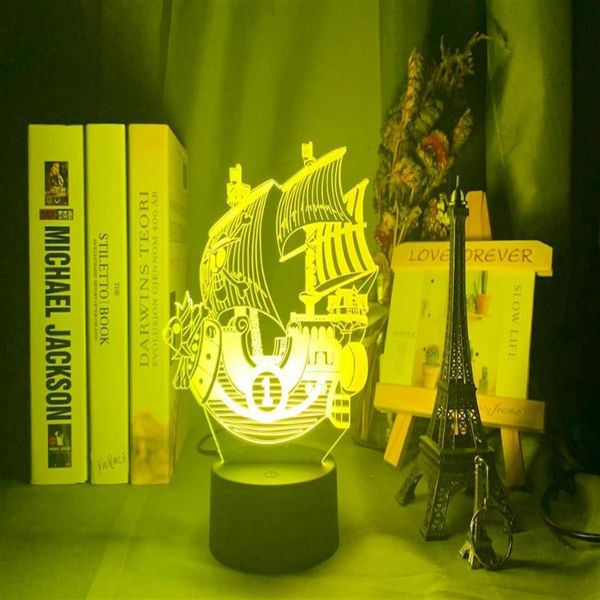 Anime ONE PIECE Thousand Sunny Ship Model Kids Night Light for Bedroom Decor Light Cool Gift for Child Study Room Table Lamp 3d242l