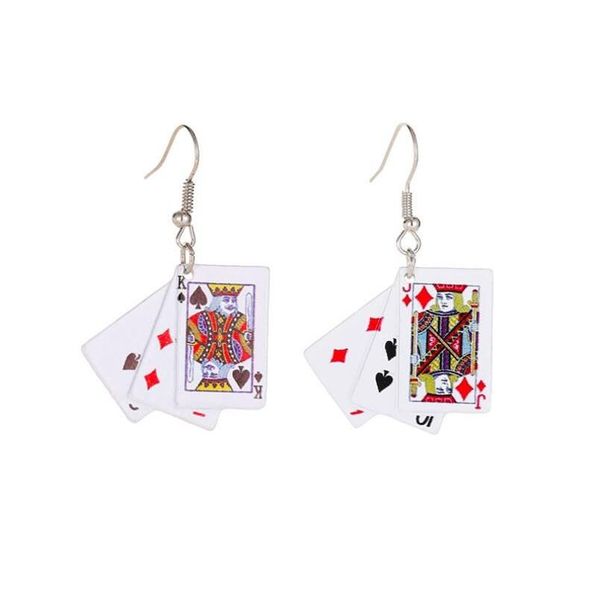 Charm Creative Poker Alloy Игра в карты Серьги Серьги Сердечная вечеринка для женских ювелирных украшений для женщин Dhts3