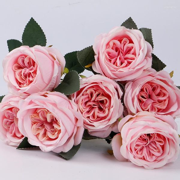 Flores decorativas Artificial Austin Silk Rose Simulação Casamento Noiva Bouquet de Mão Sala de Casa Jardim Desktop Arranjo de Flores Decoração