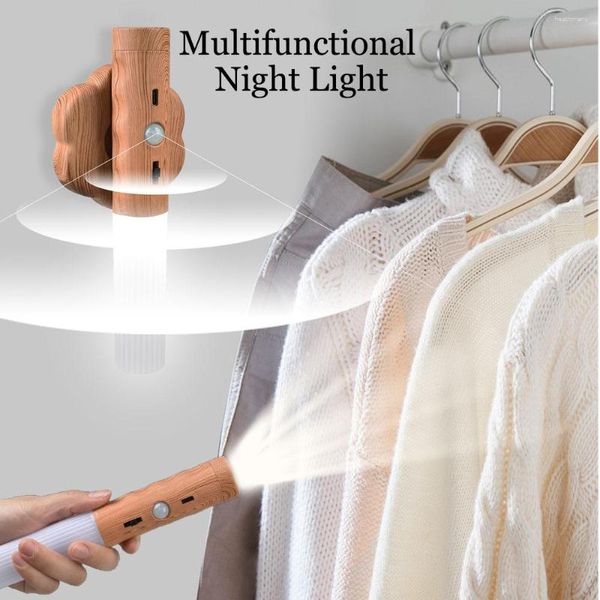 Luci notturne LED Type-C Lampada magnetica per armadio a induzione del corpo umano per l'illuminazione dell'armadio della camera da letto della cucina